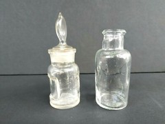 Glass Apothecary Pharmacy Bottles Set of 2, Clear, 1950 – 1960