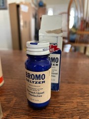 5 vintage stomach and laxative 1950’s including Bromosetzer cobalt bottle, exlax