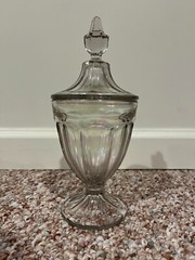 Apothecary/Candy Lidded Jar – Iridescent Glass with Pink, Blue, Green, Yellow