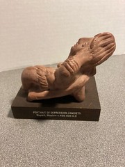 Etraphon Drugs Clay Advertising „Portrait of Anxiety/Depression“ Statue on Wood