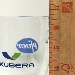 Drug Rep Exubera Pfizer Clear Glass Mug Coffee Cup Pharmaceutical Collectible