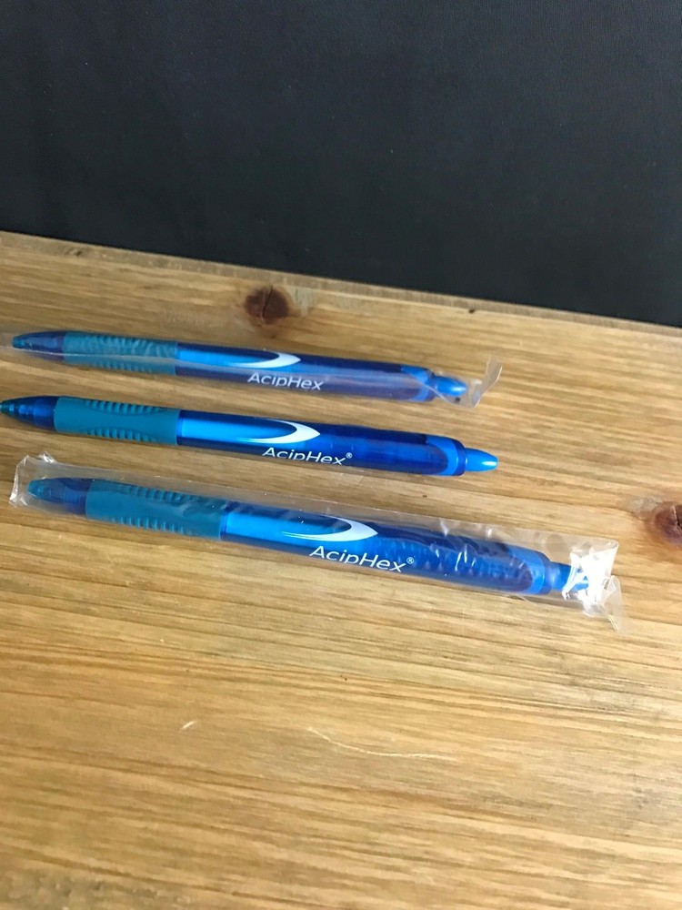 Lot of 3 ACIPHEX Drug Rep Pharmaceutical COLLECTIBLE Clicker Pens Rubber Grip