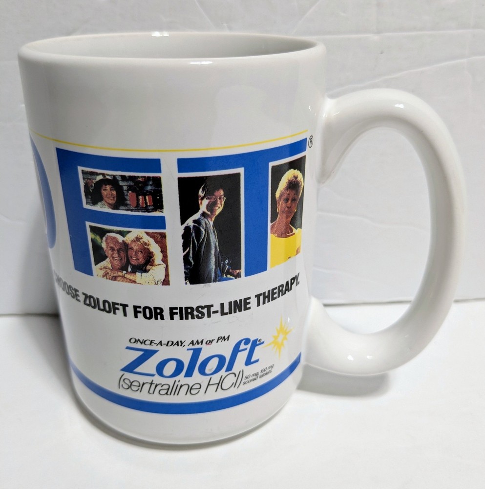Zoloft First-Line Therapy Coffee Mug Pharmaceutical Promo Rep Advertising Pfizer