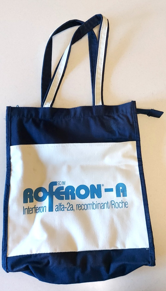 Drug Rep Pharmaceutical Advertising Tote Bag Roferon-A Roche Canvas