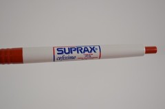 Vintage Suprax Cefixime Pharmaceutical Drug Rep Ink Pen Red White Blue 1980s 90s