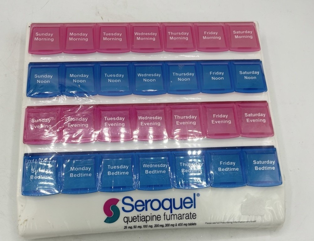 Seroquel Pharmaceutical Drug Rep 7-Day Pill Organizer Holder Sorter SEALED NEW