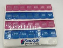 Seroquel Pharmaceutical Drug Rep 7-Day Pill Organizer Holder Sorter SEALED NEW