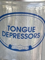 2 Grafco Glass Blue Letter Apothecary Jars Stainless Lid Vtg Applicators Tongue