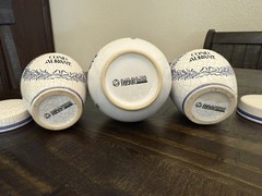 Vintage Set of 3 Apothecary Jars with Lids Herr Keramik Aqua Rosae Cond Aurant