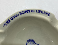 VTG Apothecary Ceramic Ashtray Blue & White Pharmacy Advertising C. Lamb Quote
