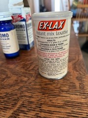 5 vintage stomach and laxative 1950’s including Bromosetzer cobalt bottle, exlax