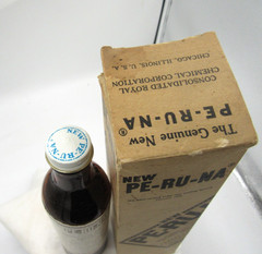 BW – 1950’s Pe-Ru-Na Iron Tonic Chicago Ill 8 5/8 “ Amber Medicine bottle