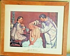 Vintage Double Sided Lithograph Medical Prints By Robert Thom „Damian And Cosmas