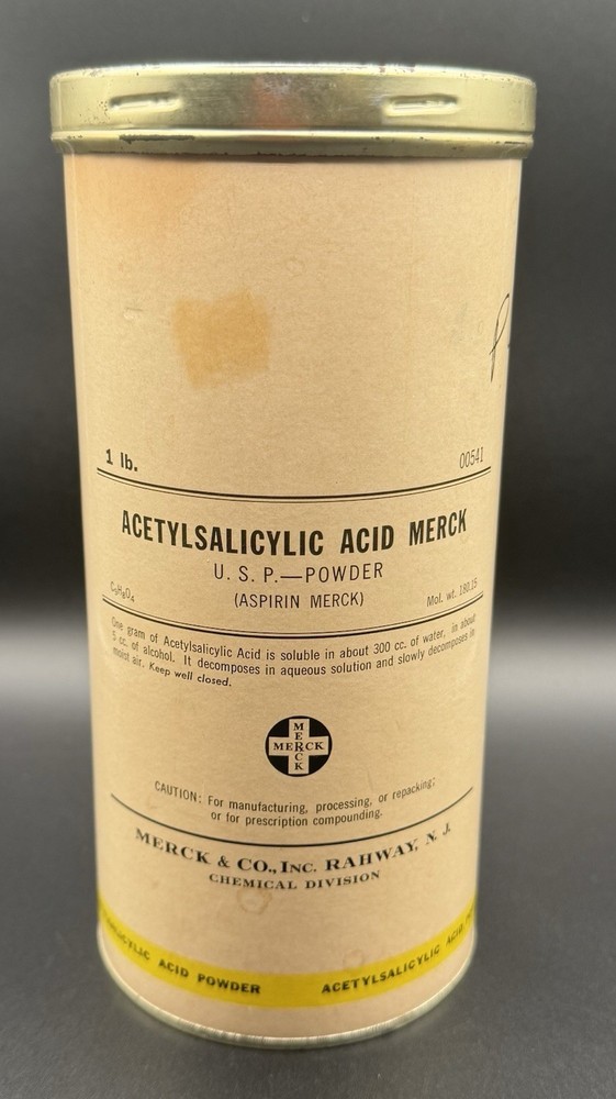 Rare Antique Merck Pharmaceutical Cardboard Container (With Product)