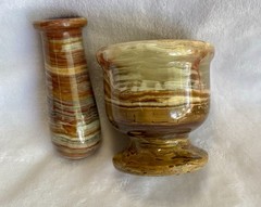 Vintage Fred Harvey Trading Co Onyx Mortar & Pestle Set – Original Tag