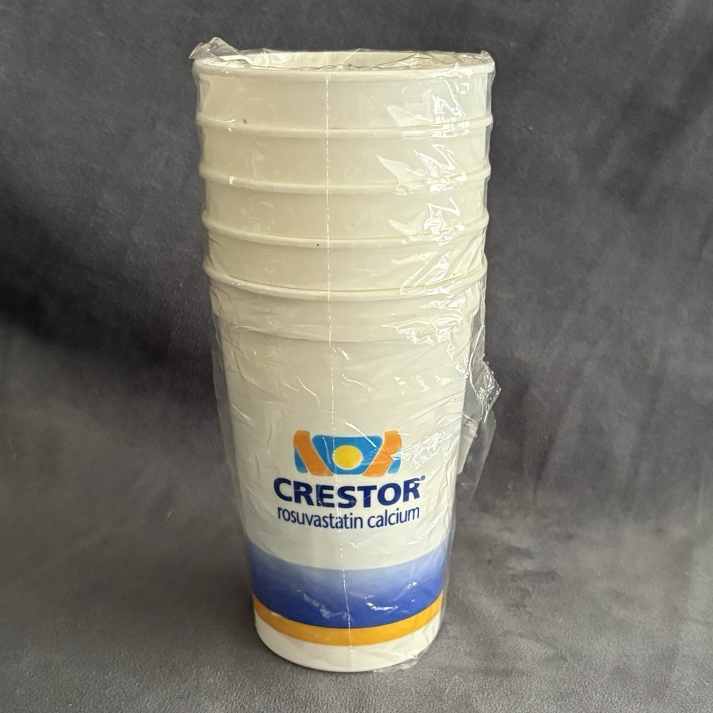 Crestor Rosuvastatin Calcium Promo Cups Set of 5 Pharmacy Advertising 5”