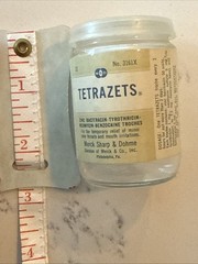 Vintage Tetrazets Lozenge Empty Prop Glass Bottle Merk Sharp & Dohme
