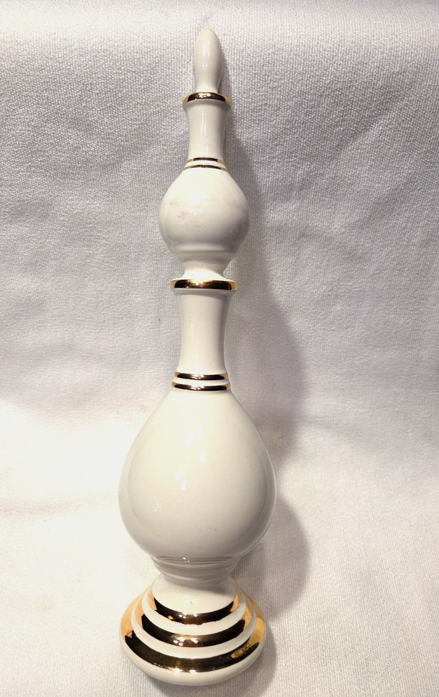Vintage White Owens Illinois Ceramic Pharmacy Apothecary Finial display RX deco