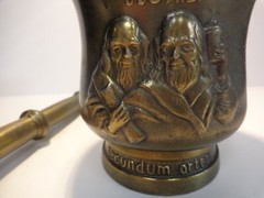 Pharmaceutical Apothecary Brass Mortar & Pestle Secundum Artem Statue Liberty