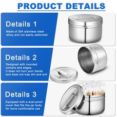 2 Pcs Stainless Steel Ointment Jars with Strap Handle Cover 7.5 oz Capacity G…
