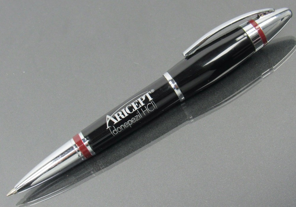 Black & Silver Aricept Metal PEN Drug Rep Pharmaceutical Promo Advertising