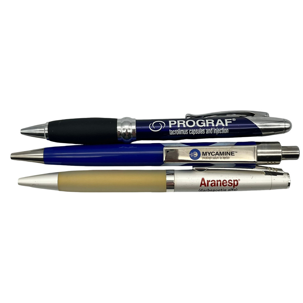 Pharmaceutical Drug Rep Metal Ballpoint Pens Lot of 3