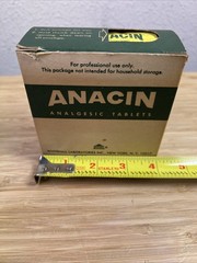 RARE Vtg 1960s ANACIN BOX pharmaceutical physician sample doctor MEDS pills
