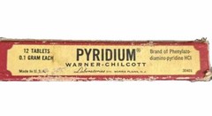 PYRIDIUM, ANTIQUE VIAL WITH PILL CONTENTS- Warner- Chilcott – 12 TABLETS- RARE