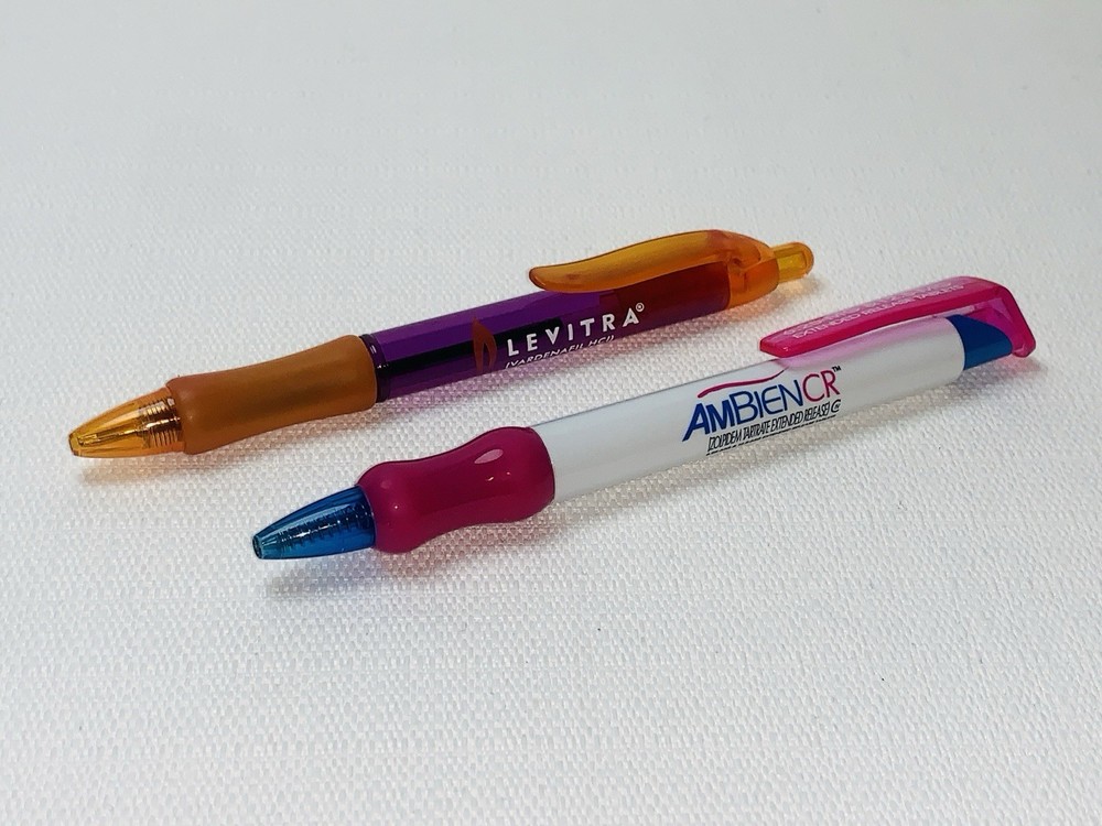 RARE Drug Rep Pen Lot Ambien CR & Levitra Pharmaceutical Promo Collectibles 2pcs