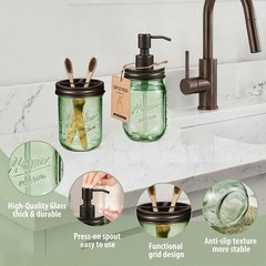 SheeChung Green Bathroom Accessories Set, 6Pcs Mason Jar Glass Bathroom Set, …