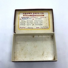 Vintage Crown Drug Co Pharmacy Prescription Pill Box 1950s Medicine Joplin Mo