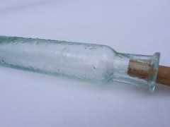 2 X Old Small Medicine Glass Pharmacy Bottle Green Long Approx. 10.0 Cm