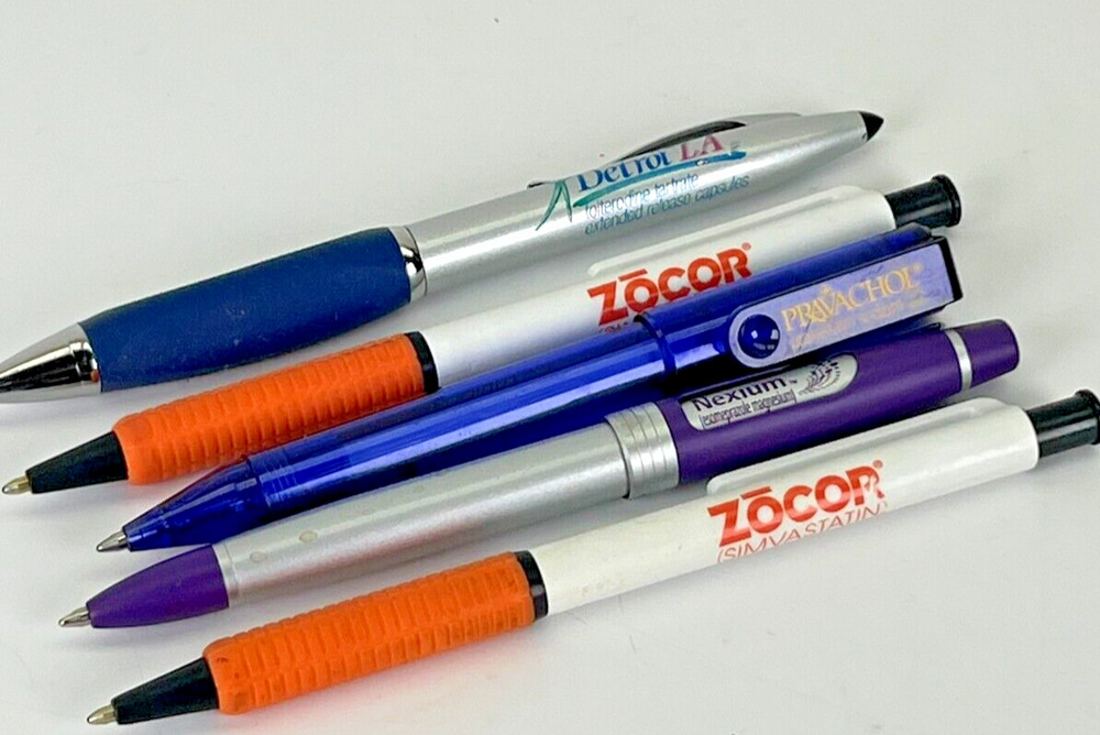 Lot 5 Pharmaceutical Drug Rep Pens Zocor, Nexium, Detrol, Pravachol LOW/NO INK