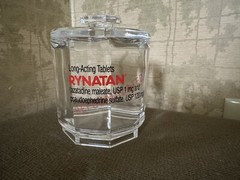 Vintage Ryatan Clear Acrylic Storage Container Drug Rep Ad 4.5” Tall