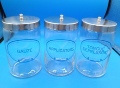 Grafco medical apothecary jars tongue depressors gauze applicators and lids