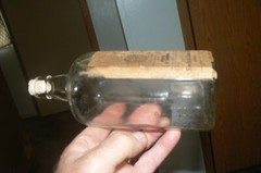 SUPER RARE 1890s SAVOY DRUGEIST LABELED CLEAR SQUAR CORK BOTTLE. CHICAGO. ILL.