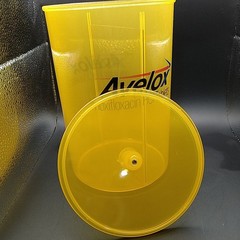 Medicine Advertisement Multi-purpose Vanity Canister 9″X6″ Yellow Plastic Vtg