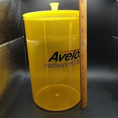 Medicine Advertisement Multi-purpose Vanity Canister 9″X6″ Yellow Plastic Vtg