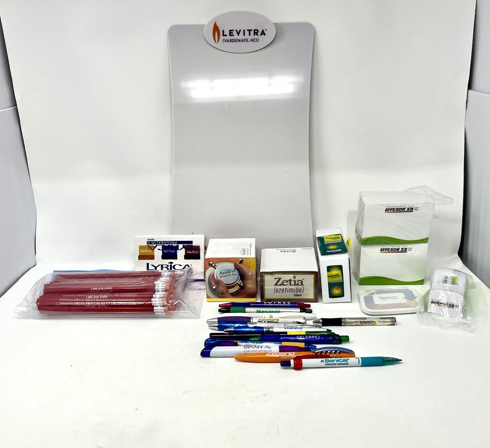 Lot Drug Rep Pharmaceutical Promo Advertising Pens Clip Board Note Pad Tabs