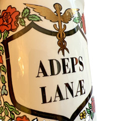 Vintage “Adeps Lanae” Apothecary Pharmacy Jar 1950s Rx Rexall Drug Store 5.75”