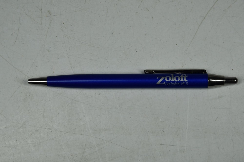 Zoloft Silver & Blue Metal PEN Drug Rep Pharmaceutical Promo Advertising