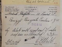 1946 2-sided Pharmacy Ledger Page – 20 vintage prescriptions – Sulfedex