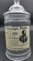 Vintage W.P. SMART & SONS Paste Medicine Glass Apothecary Jar Circus Tent Lid 8″