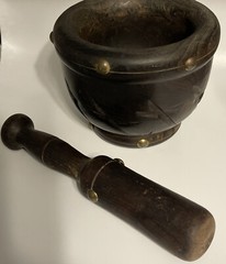 Vintage Apothecary Pharmacy Carved Wood Pestle and Mortar Rx Estate