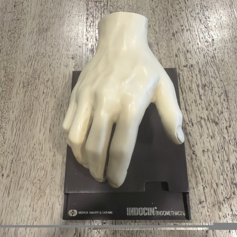 Vintage 1967 Human Hand Anatomical Display Model Merck Indocin Pharmaceutical
