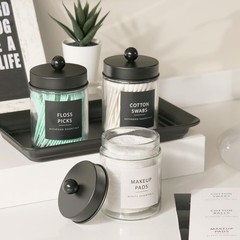 SheeChung 3-Pack Black Glass Apothecary Jars – Rust-Proof Stainless Steel Qti…