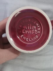 Rare pharmacy Kiln Craft Staffordshire England Maroon Red Mugs Set 2 12.Oz Mug