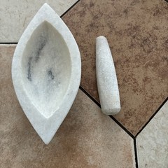 Marble Boat Mortar & Pestle Apothecary Pharmacy Medicine Herb Spice Grinder