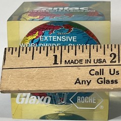Vintage Zantac Glaxo Roche Pharmaceutical Acrylic Globe Paperweight 2” Square