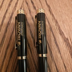 2 Trovan Vintage Pharmaceutical Drug Rep Heavy Metal Pen Black & Gold Tone